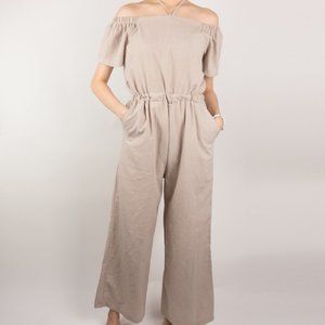 Light Tan Off-Shoulder Jumpsuit